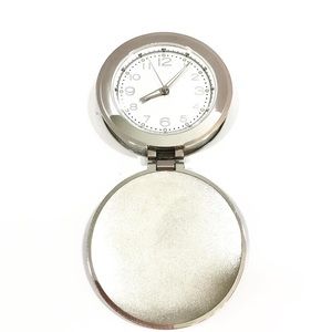Pottery Barn Silver Chrome Travel Alarm Clock